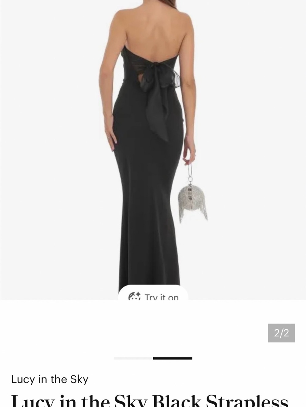 Lucy in the Sky Black Strapless Gown with Back Bow
